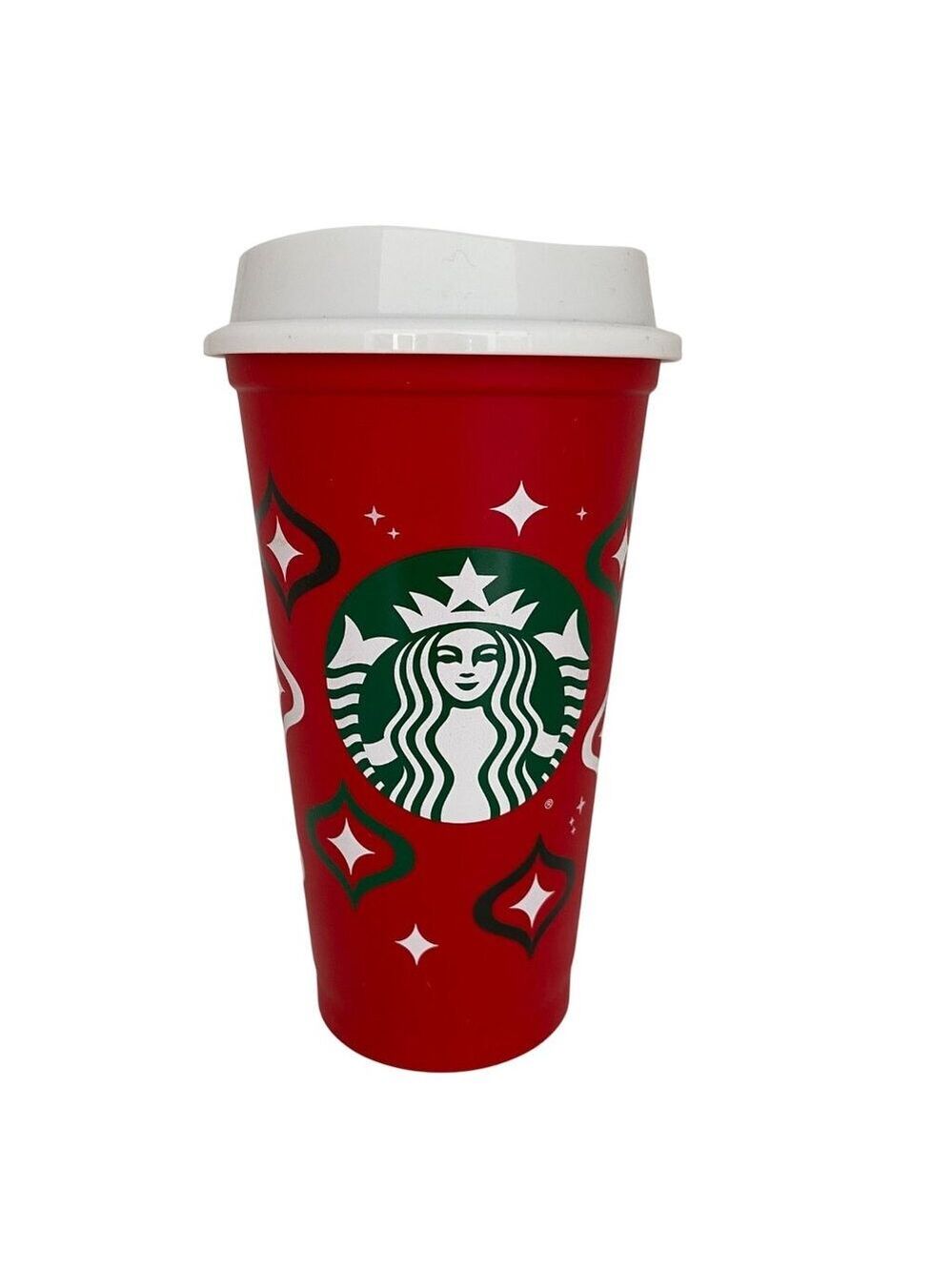 Starbucks Red Holiday Reusable Coffee Cup 16 Oz With White Lid